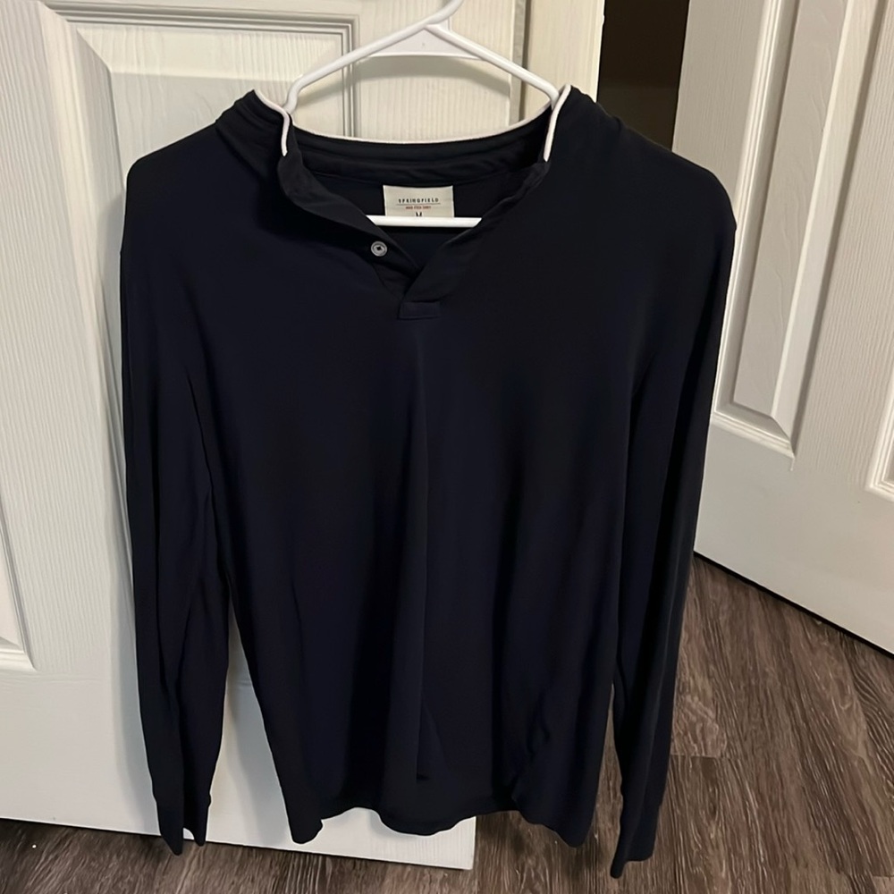 Navy blue long sleeve polo